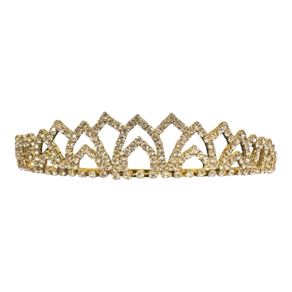 Rhinestone crystal tiara with gold tone
